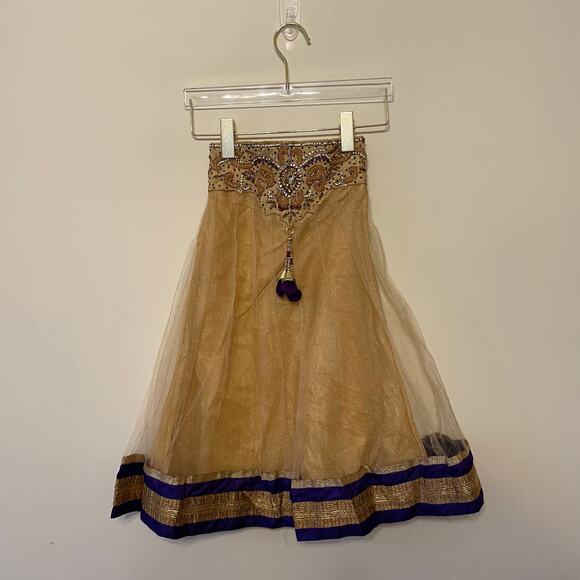 Mintu 26 skirt Girls indian ethnic lace maxi high rise beaded gold formal purple - Picture 1 of 10
